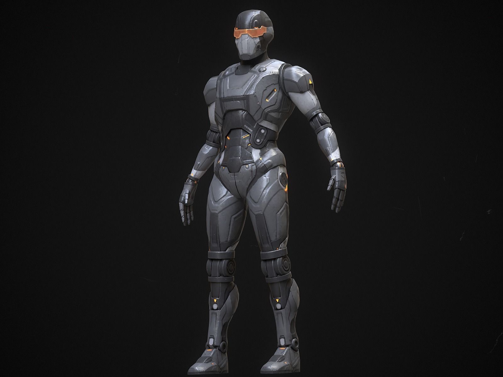 Robot Droid Low-poly 3D model_11