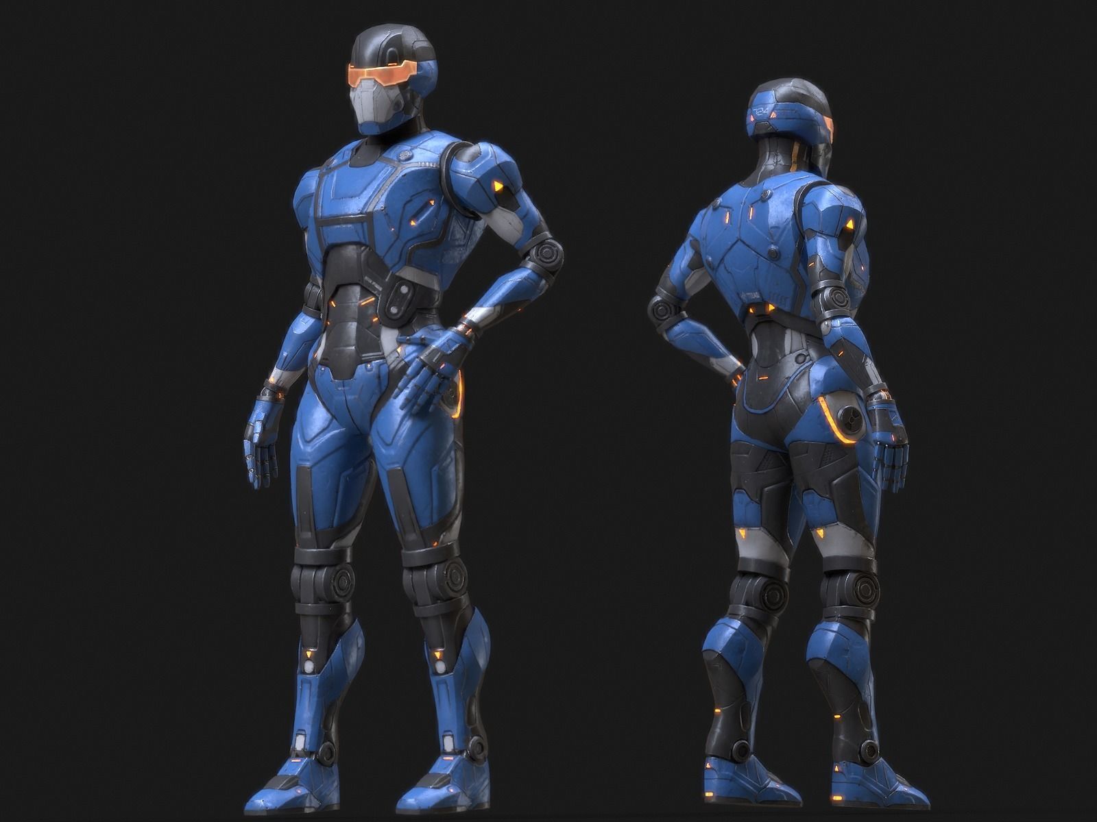 Robot Droid Low-poly 3D model_4