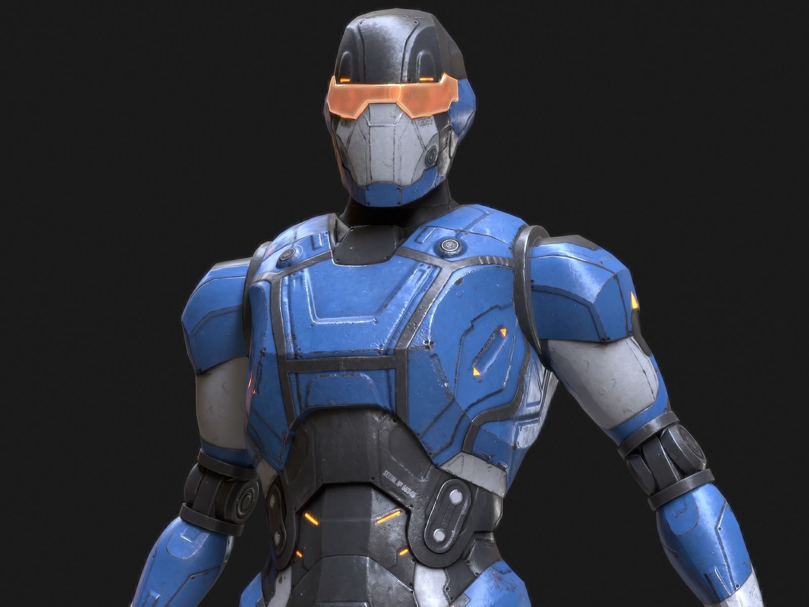 Robot Droid Low-poly 3D model_38