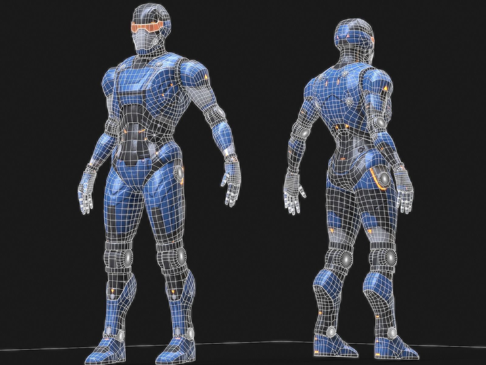 Robot Droid Low-poly 3D model_15