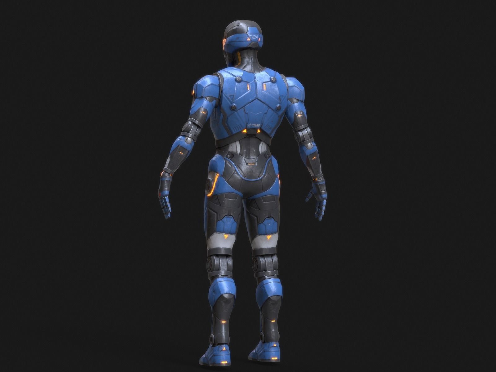 Robot Droid Low-poly 3D model_35