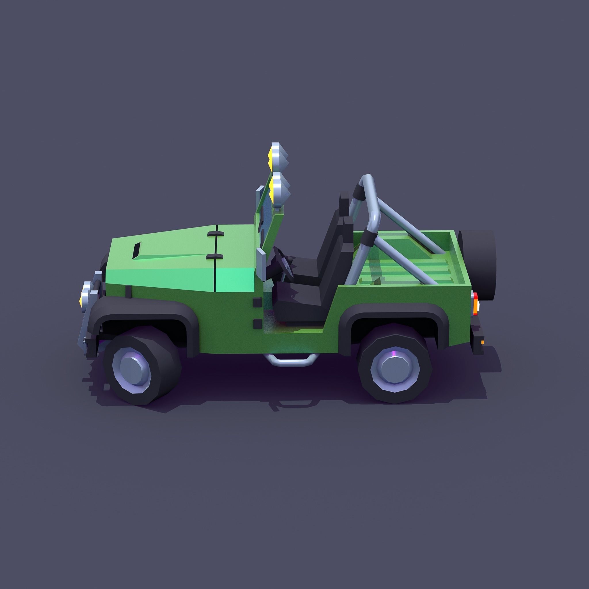 Jeep 4x4 Low-poly 3D model_5