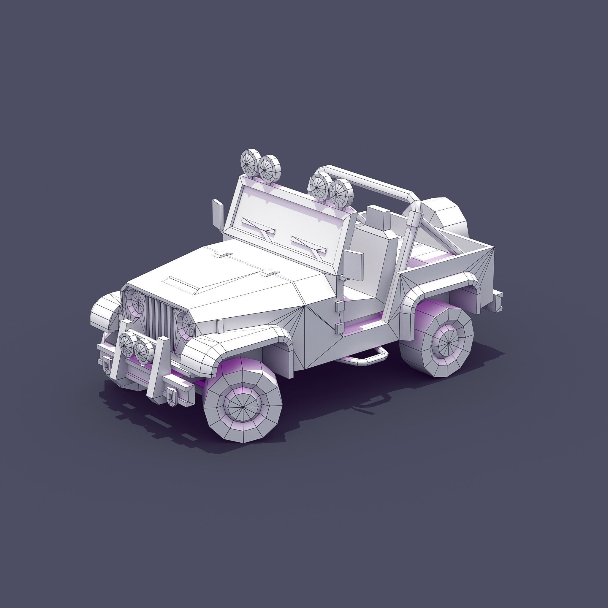 Jeep 4x4 Low-poly 3D model_7