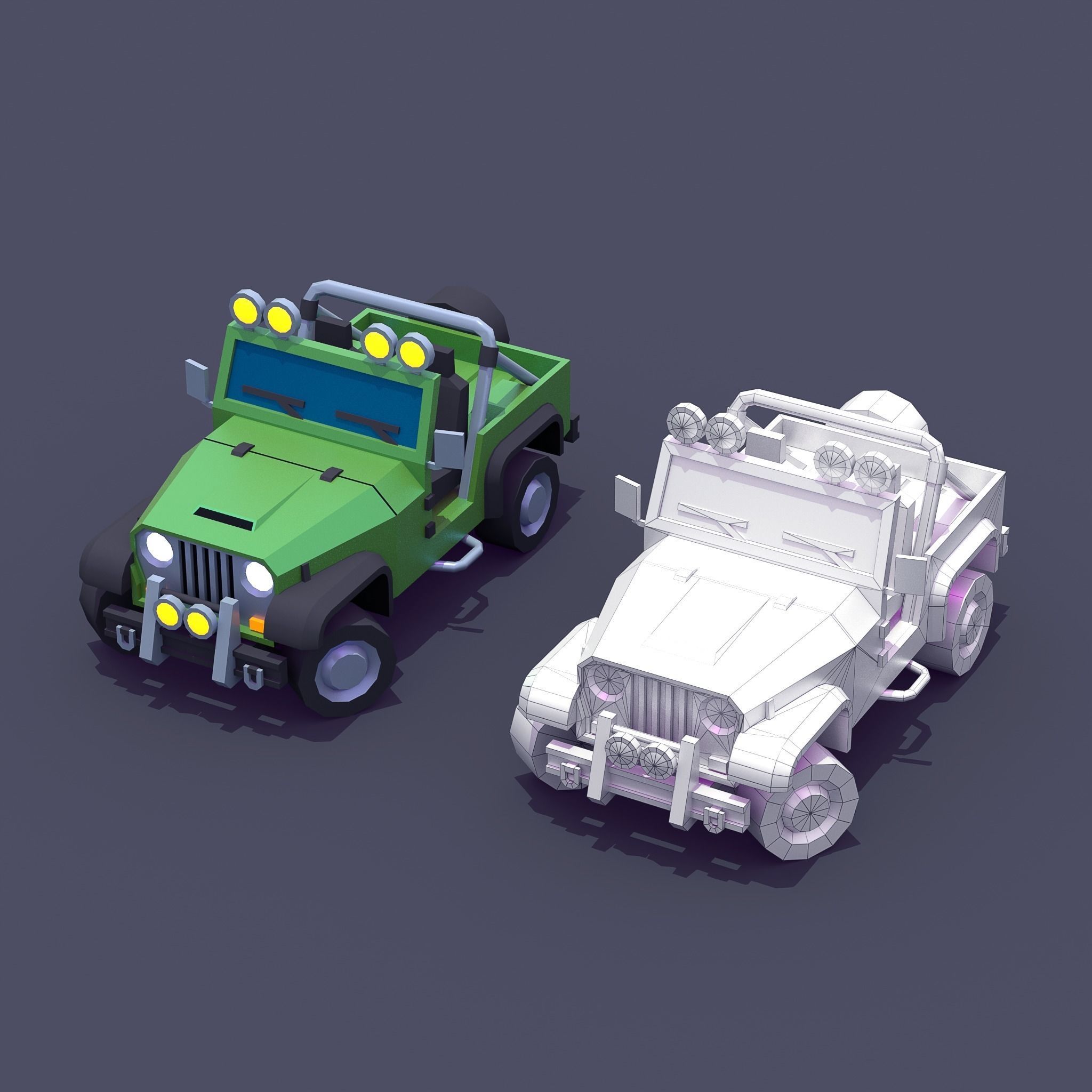Jeep 4x4 Low-poly 3D model_9