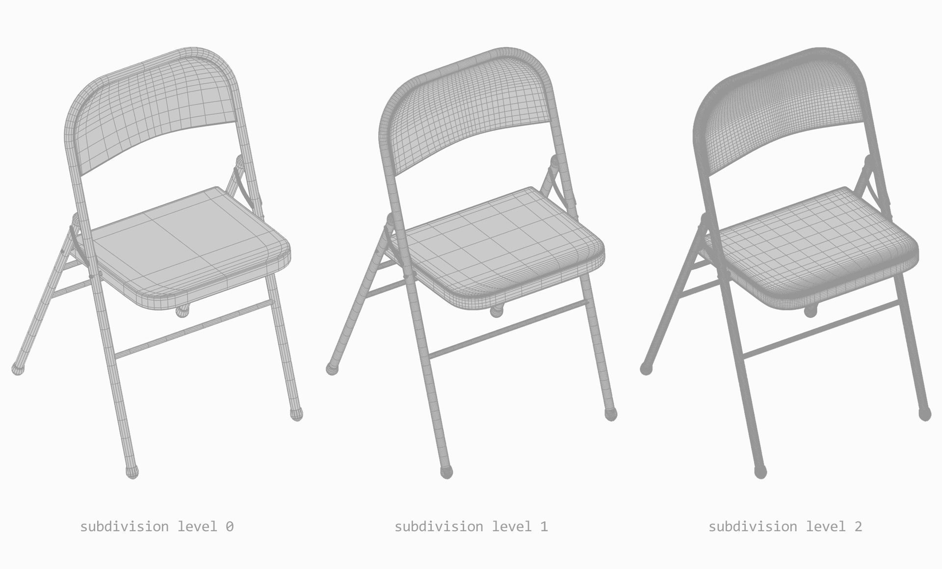3D model Folding Metal Chair Subdivision geometry VR / AR / lowpoly