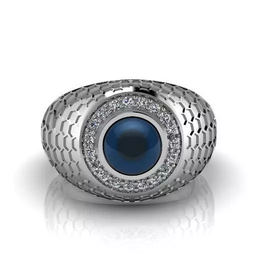 Ring with cabochon stone Model 3325 3D print model_0