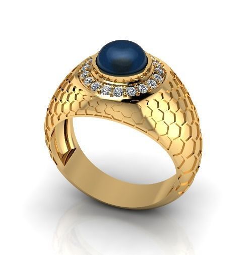 Ring with cabochon stone Model 3325 3D print model_1