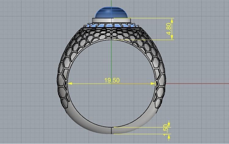 Ring with cabochon stone Model 3325 3D print model_6