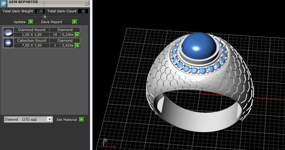 Ring with cabochon stone Model 3325 3D print model_10