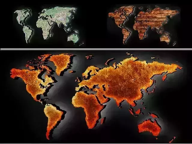 World maps in 3D Low-poly 3D model