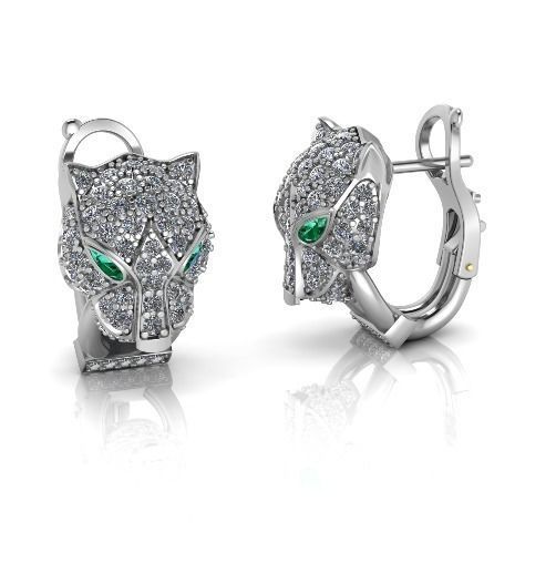 Earrings in the shape of a leopard Model 3347 3D print model_1