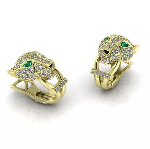 Earrings in the shape of a leopard Model 3347 3D print model_0