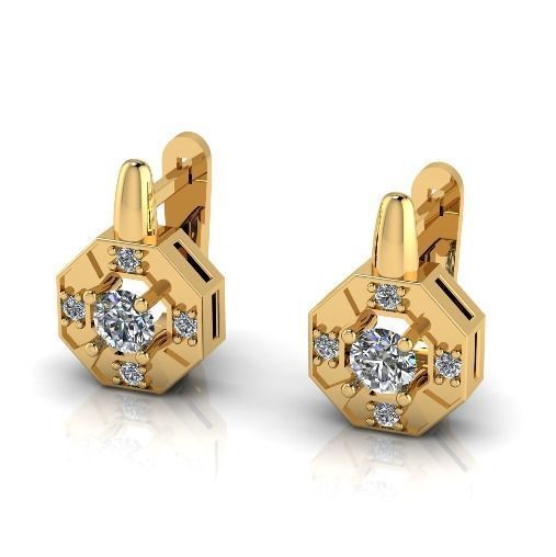 Earrings with English lock Model 3341 3D print model_1