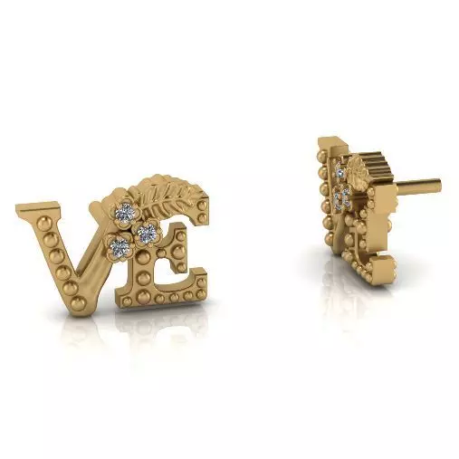 Earrings with letters VE Model 3336 3D print model_0
