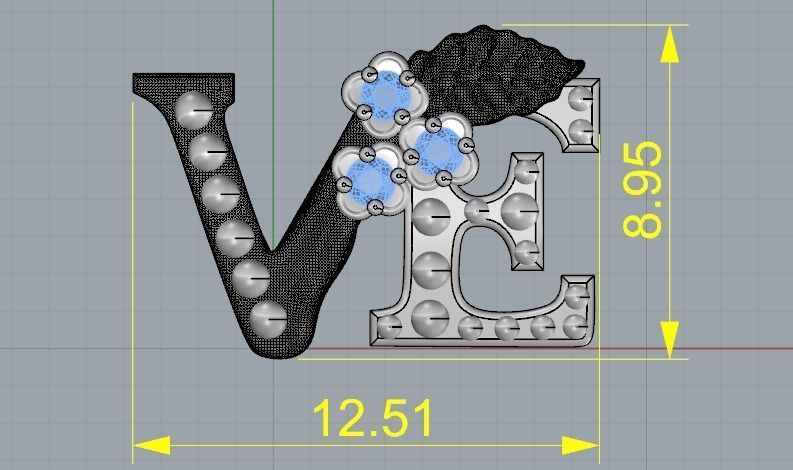 Earrings with letters VE Model 3336 3D print model_6