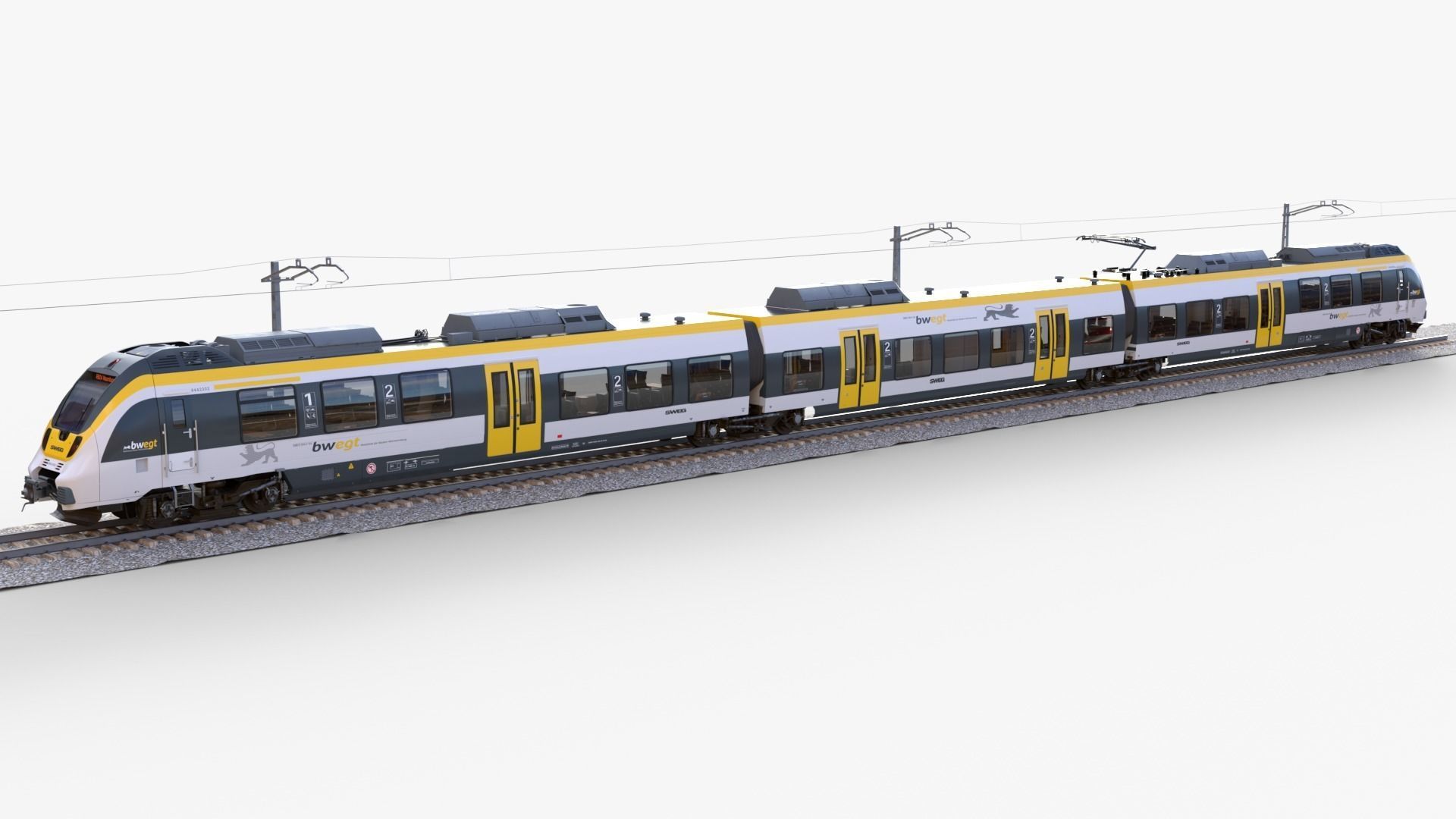 Bombardier TALENT Train sweg Rigged Animated 3D model_5