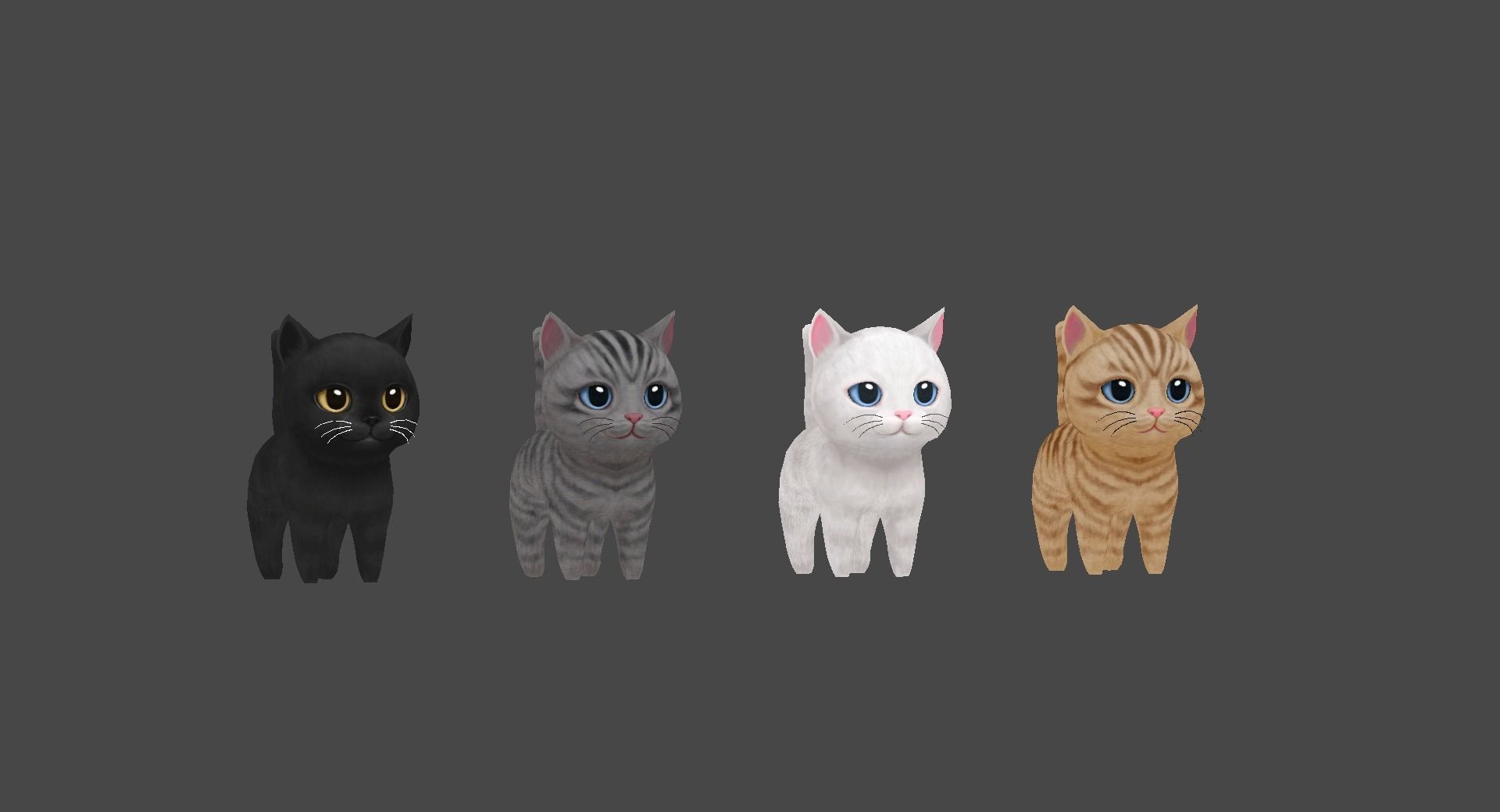 3D Pretty Cats animate Low-poly 3D model_1