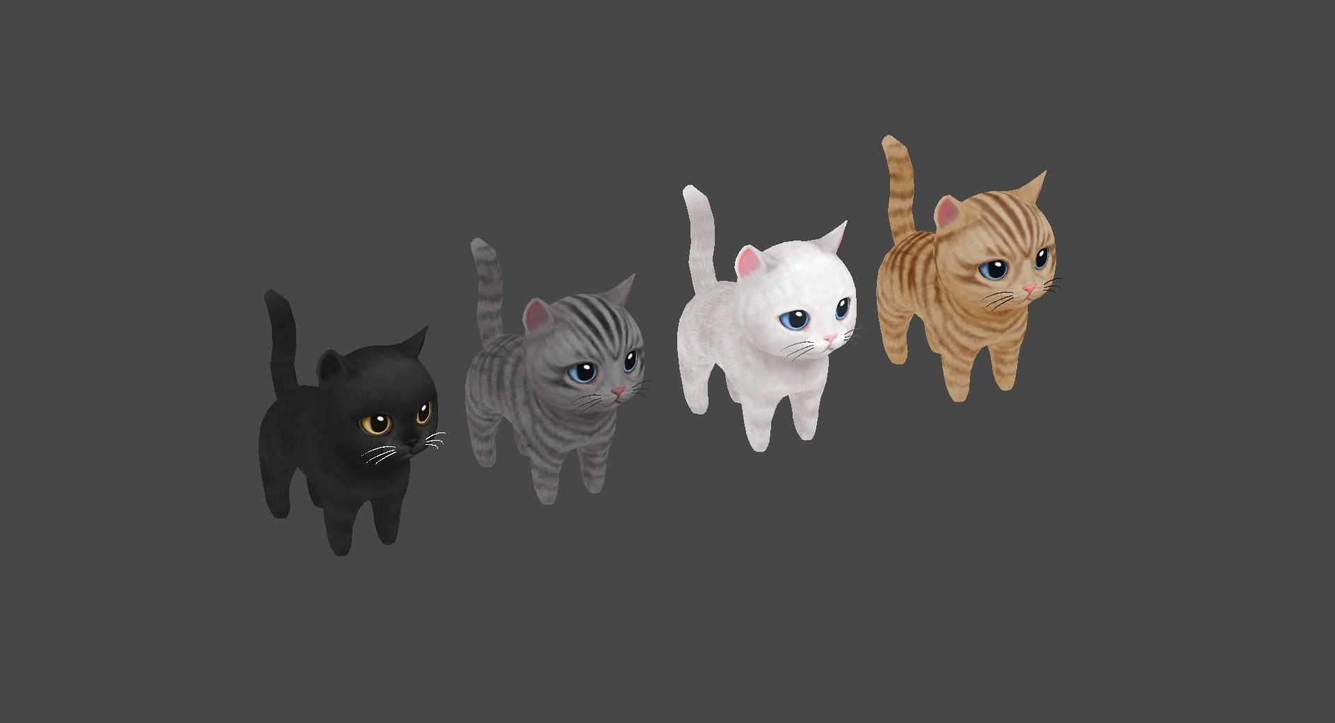 3D Pretty Cats animate Low-poly 3D model_3