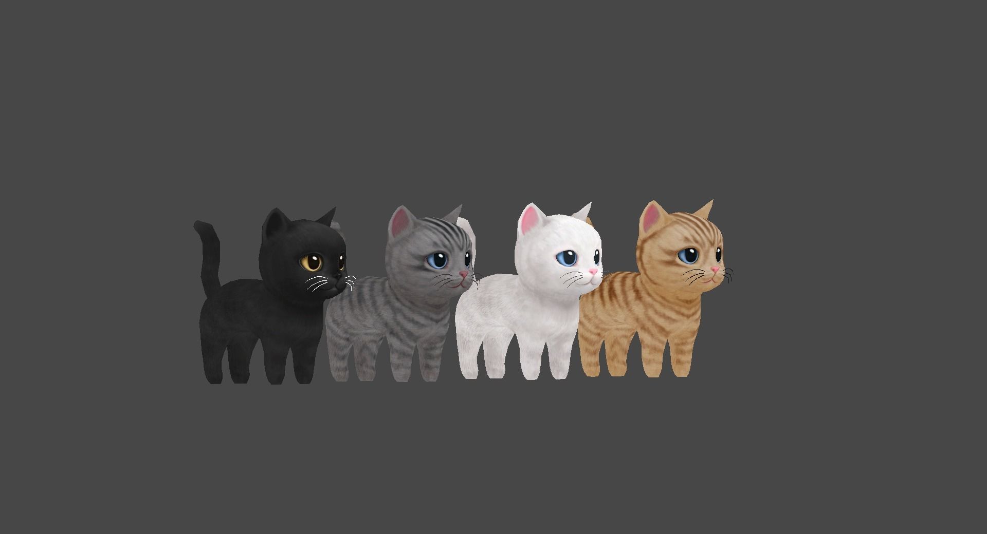 3D Pretty Cats animate Low-poly 3D model_2