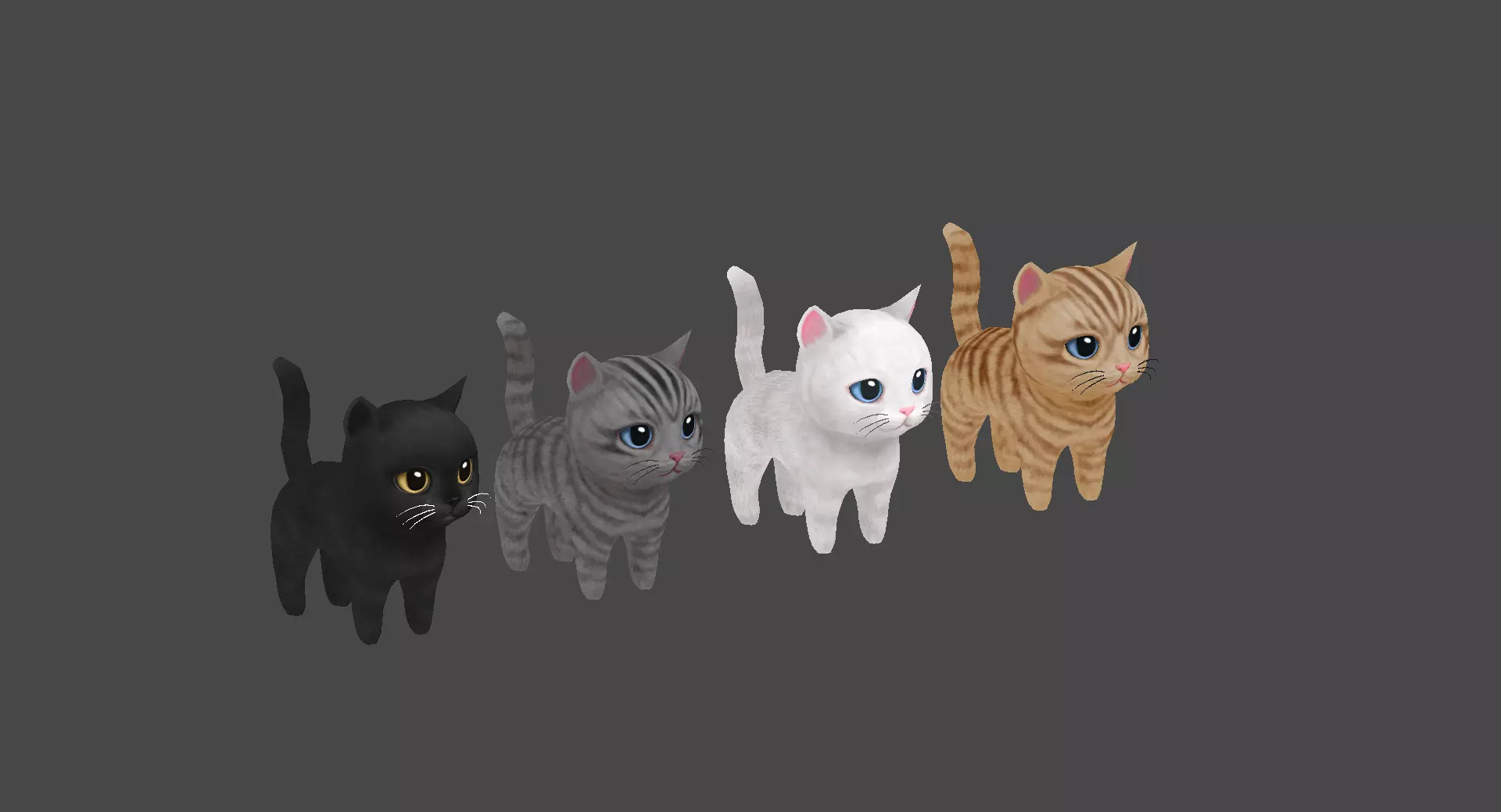 3D Pretty Cats animate Low-poly 3D model_0