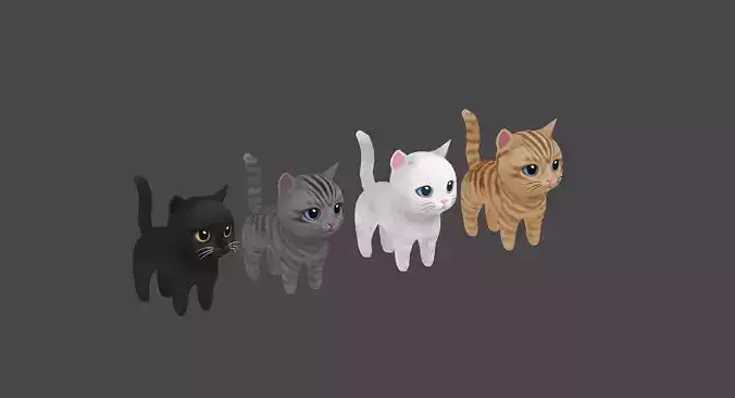 3D Pretty Cats animate Low-poly 3D model 3D Pretty Cats animate Low-poly 3D model