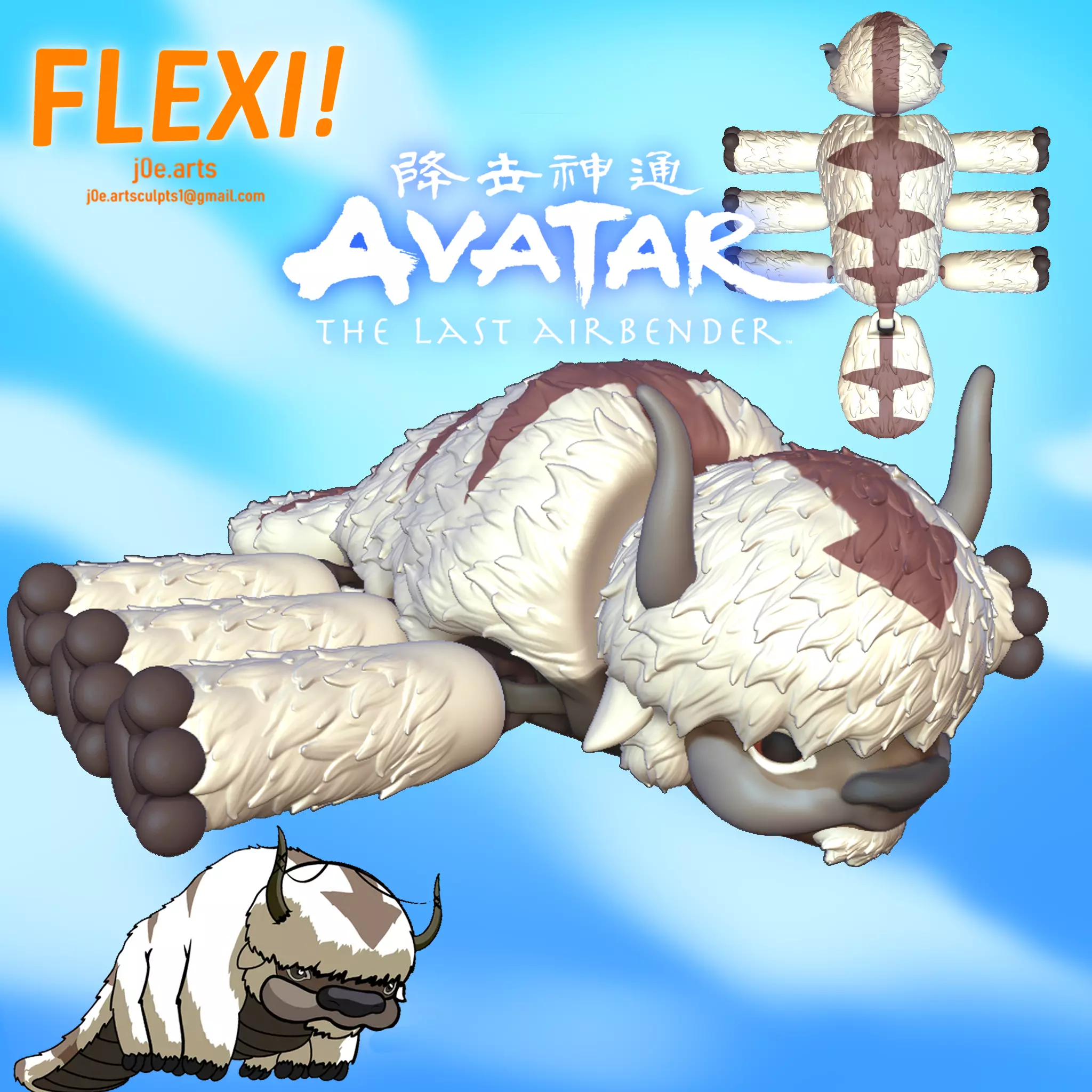 FLEXI Appa from Avatar the Last Airbender Print in place 3D print model_0