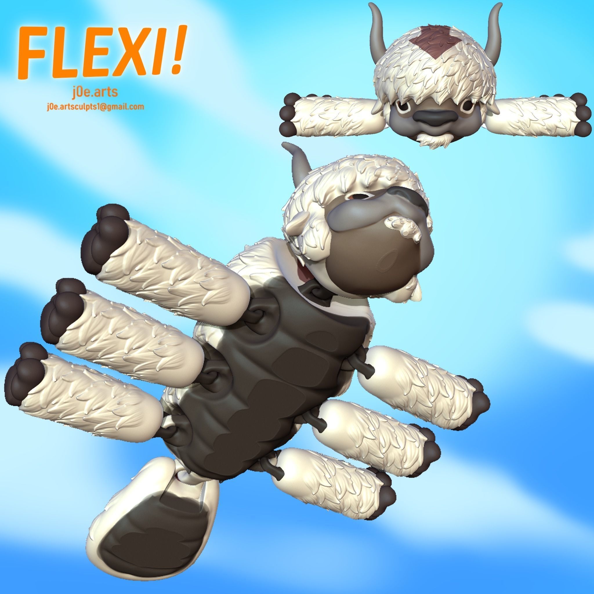 FLEXI Appa from Avatar the Last Airbender Print in place 3D print model_1