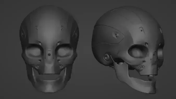 Hard surface skeleton head- Blender 3D model