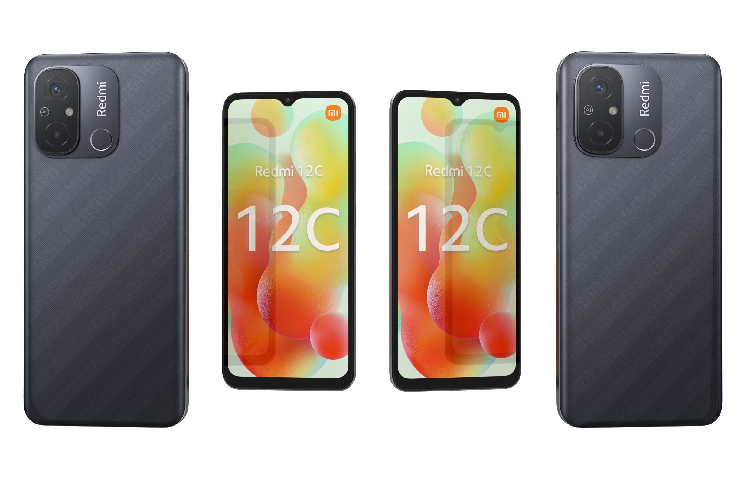 Xiaomi Redmi 12C Black Low-poly 3D model_1