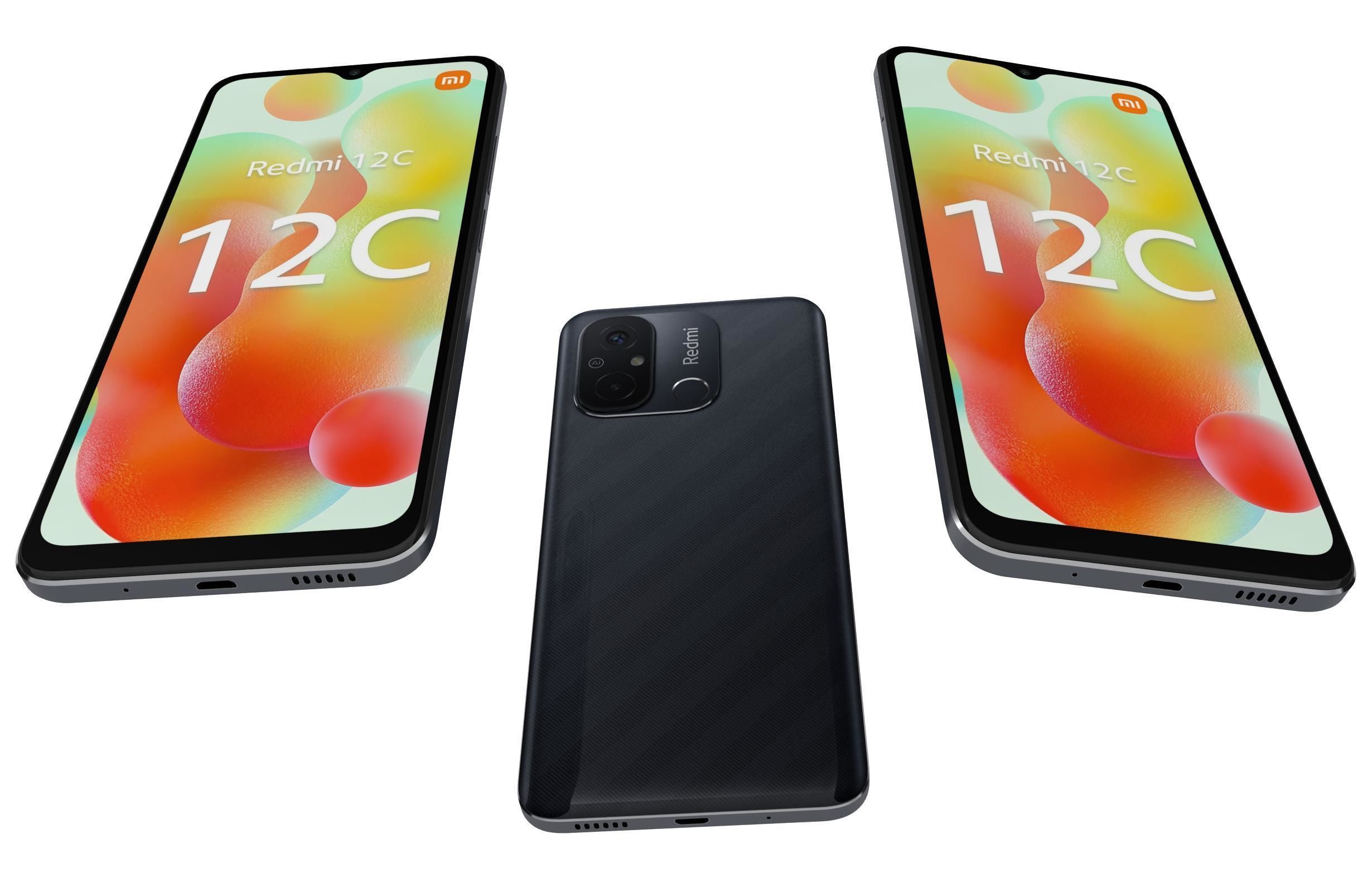Xiaomi Redmi 12C Black Low-poly 3D model_3
