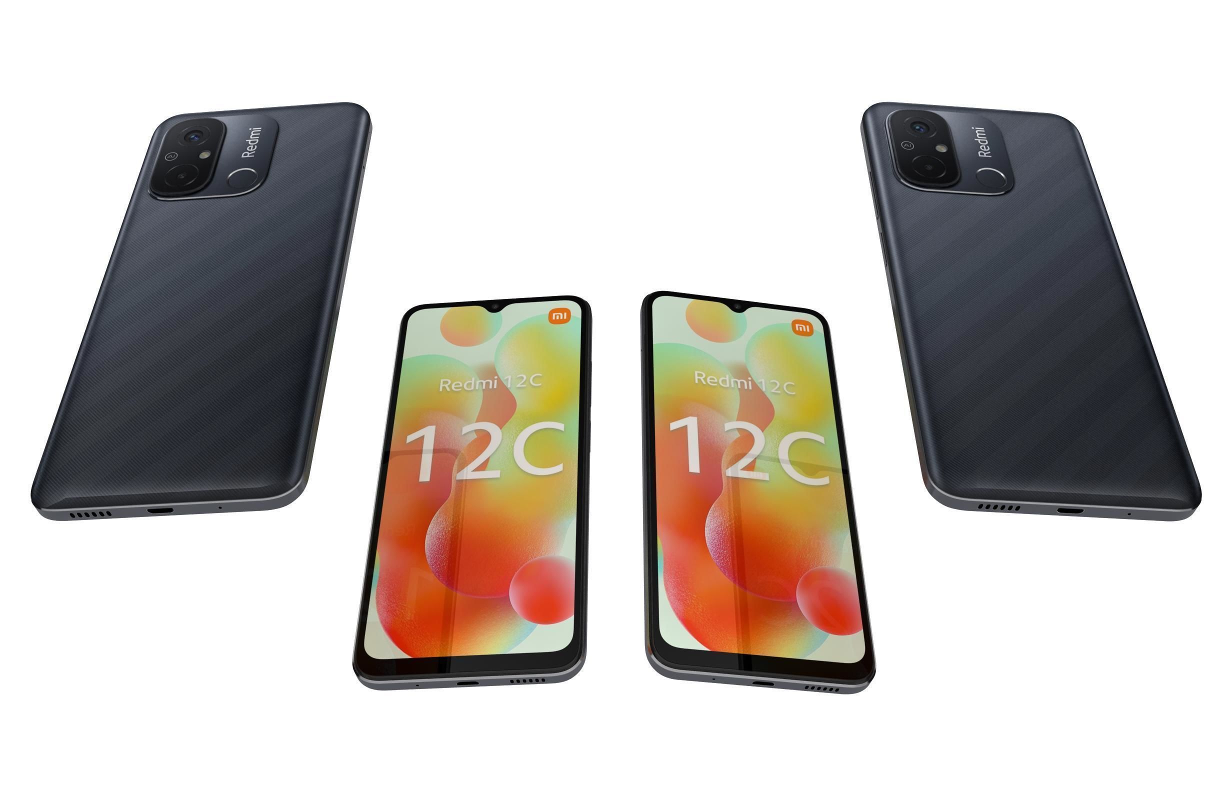 Xiaomi Redmi 12C Black Low-poly 3D model_5