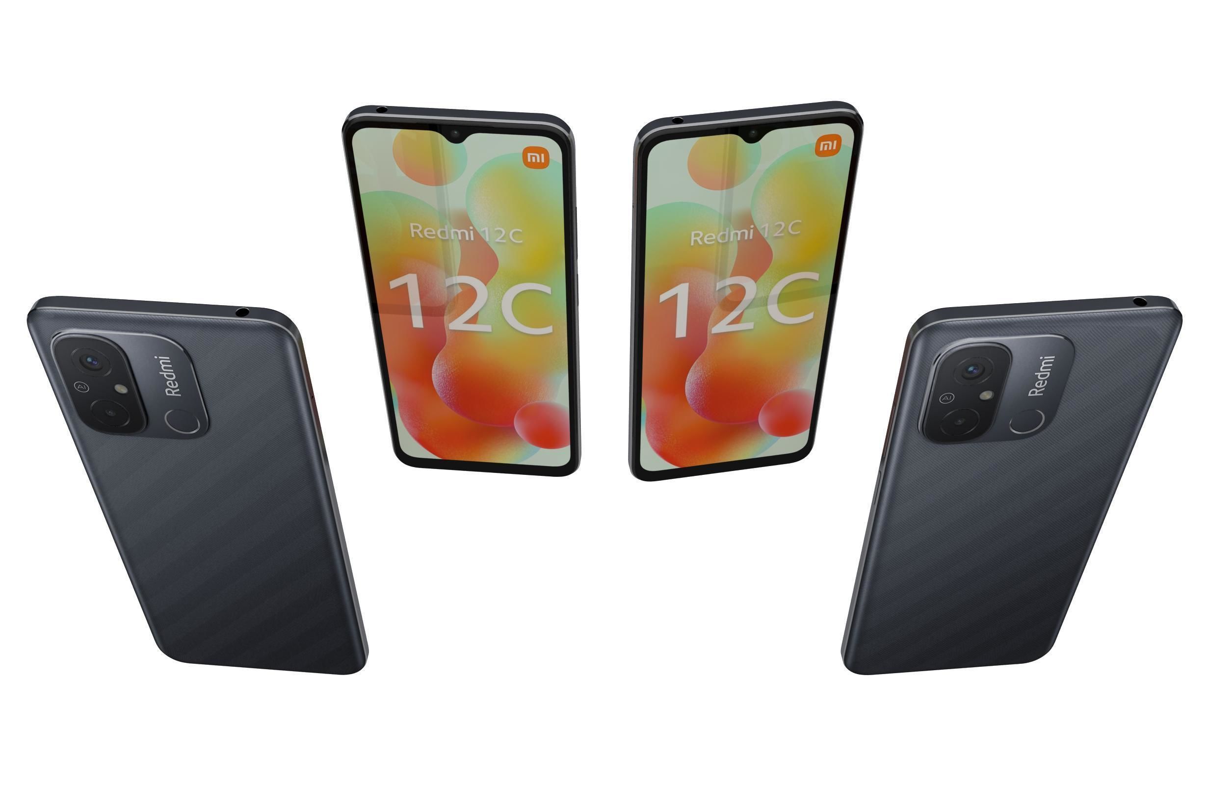 Xiaomi Redmi 12C Black Low-poly 3D model_4
