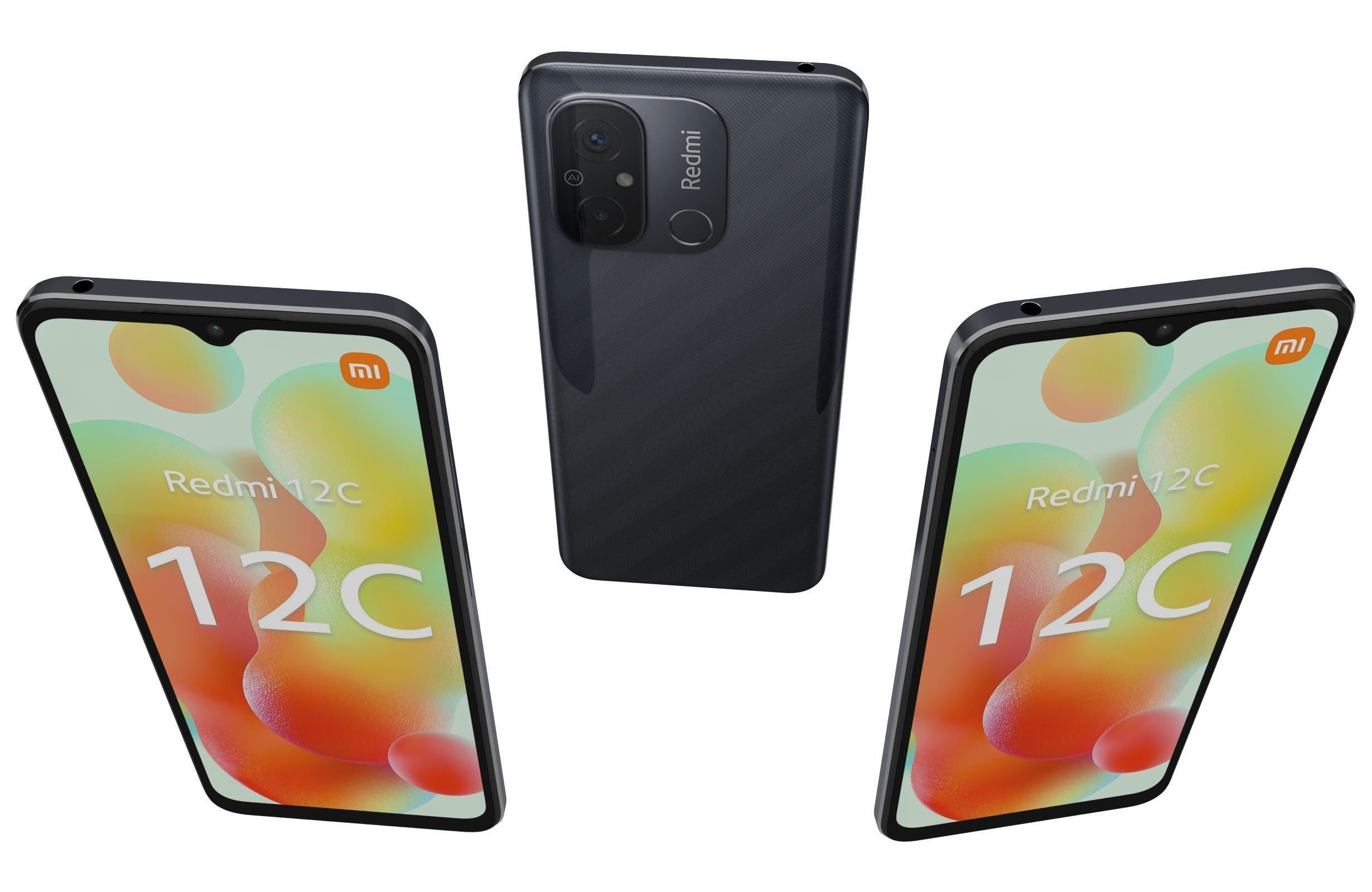 Xiaomi Redmi 12C Black Low-poly 3D model_2