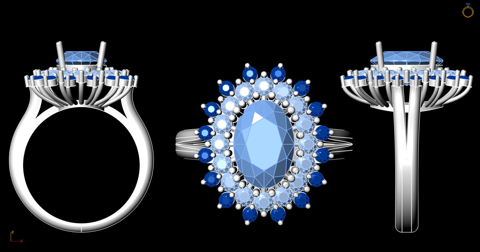 Quintan engagement ring 3d model 3d print model 3D print model_5