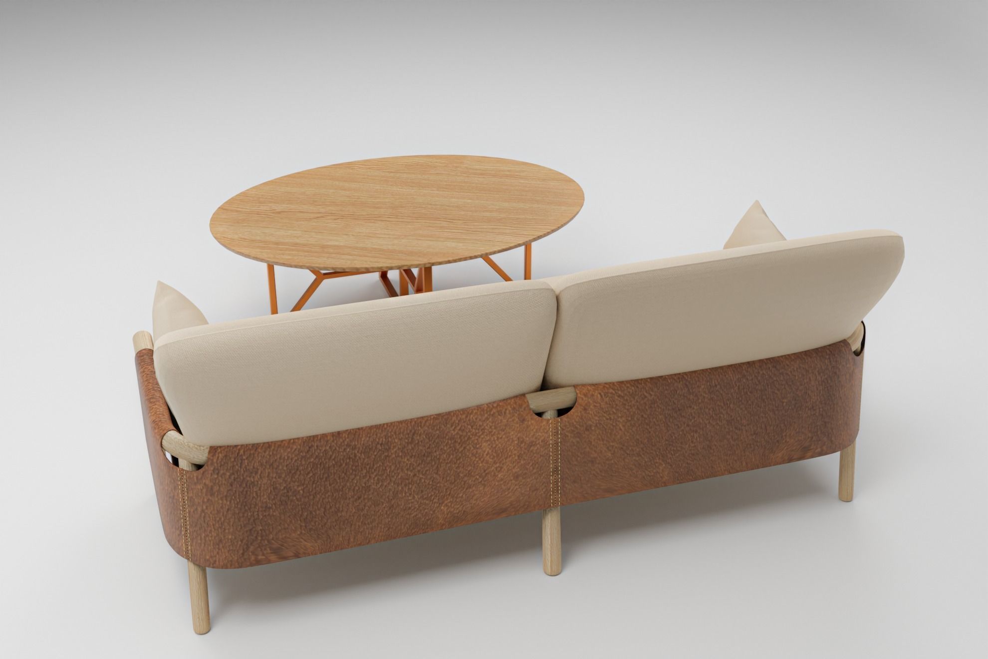 Savannah SofaTable set Low-poly 3D model_1