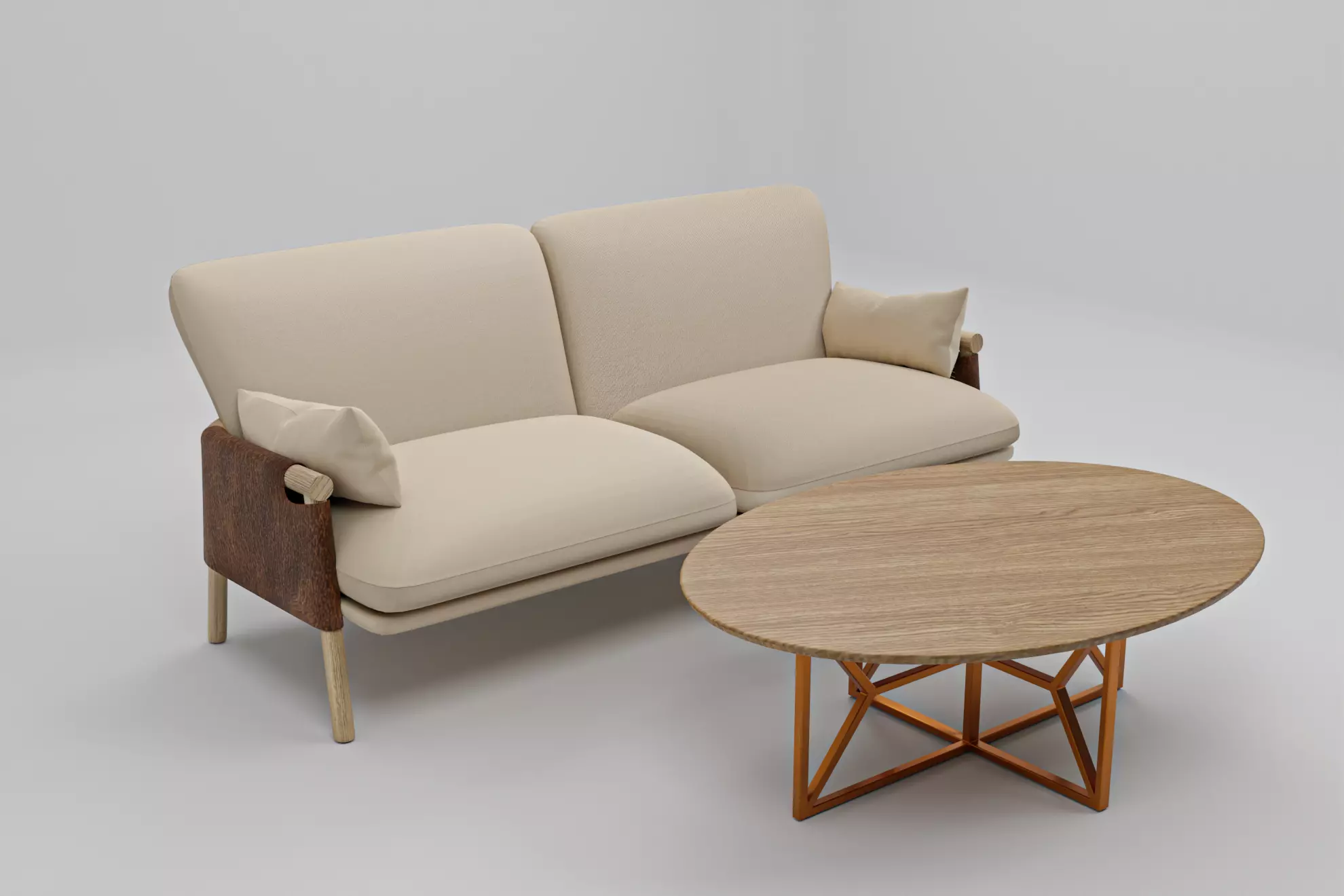 Savannah SofaTable set Low-poly 3D model_0