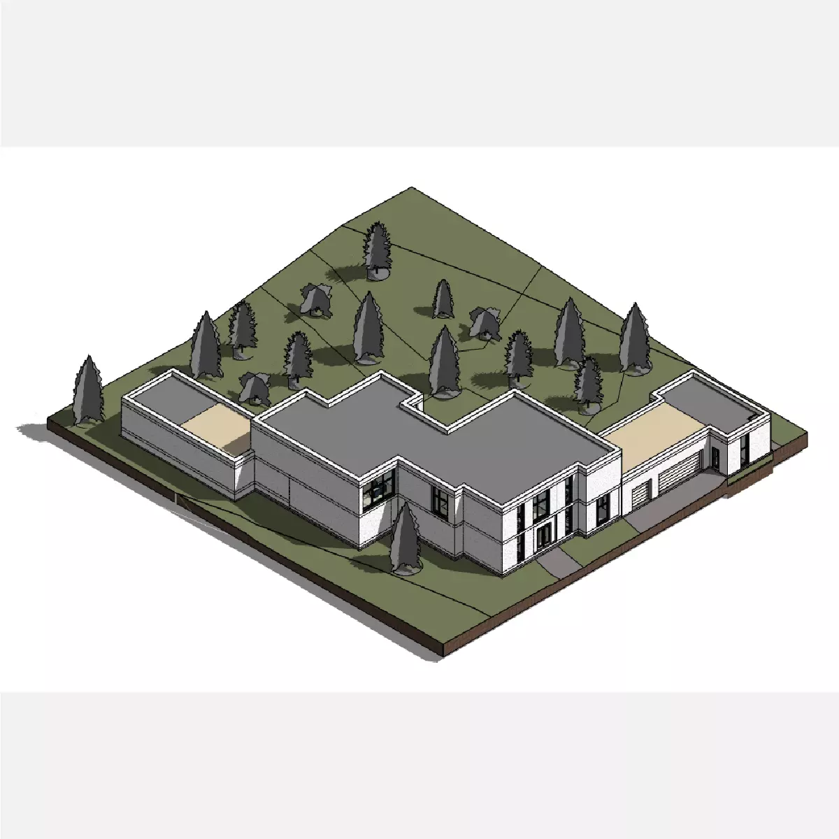 Modern forest house - Revit 3D model_0