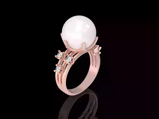 fashion Jewelry  rings  with pearls 3D print model
