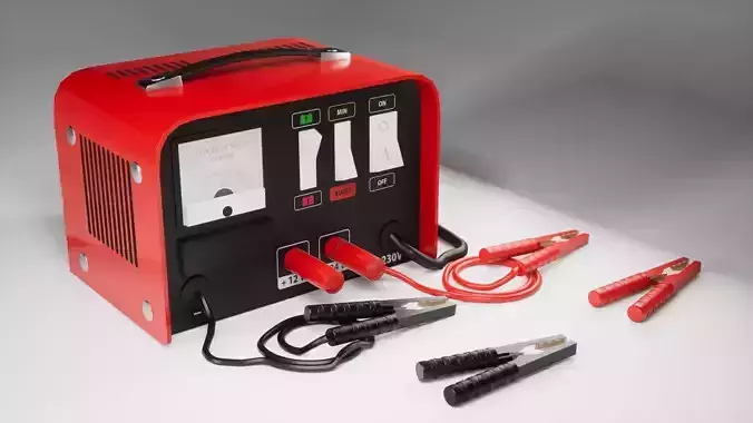 Industry Battery charger for car battery clean version Low-poly 3D model