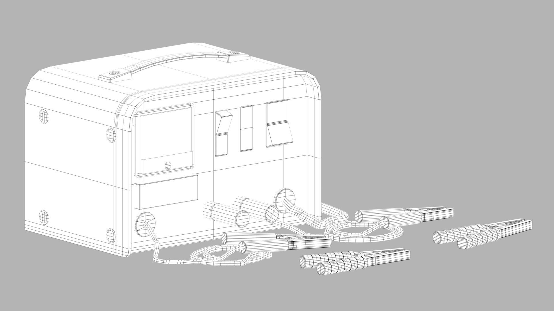 Industry Battery charger for car battery clean version Low-poly 3D model_7