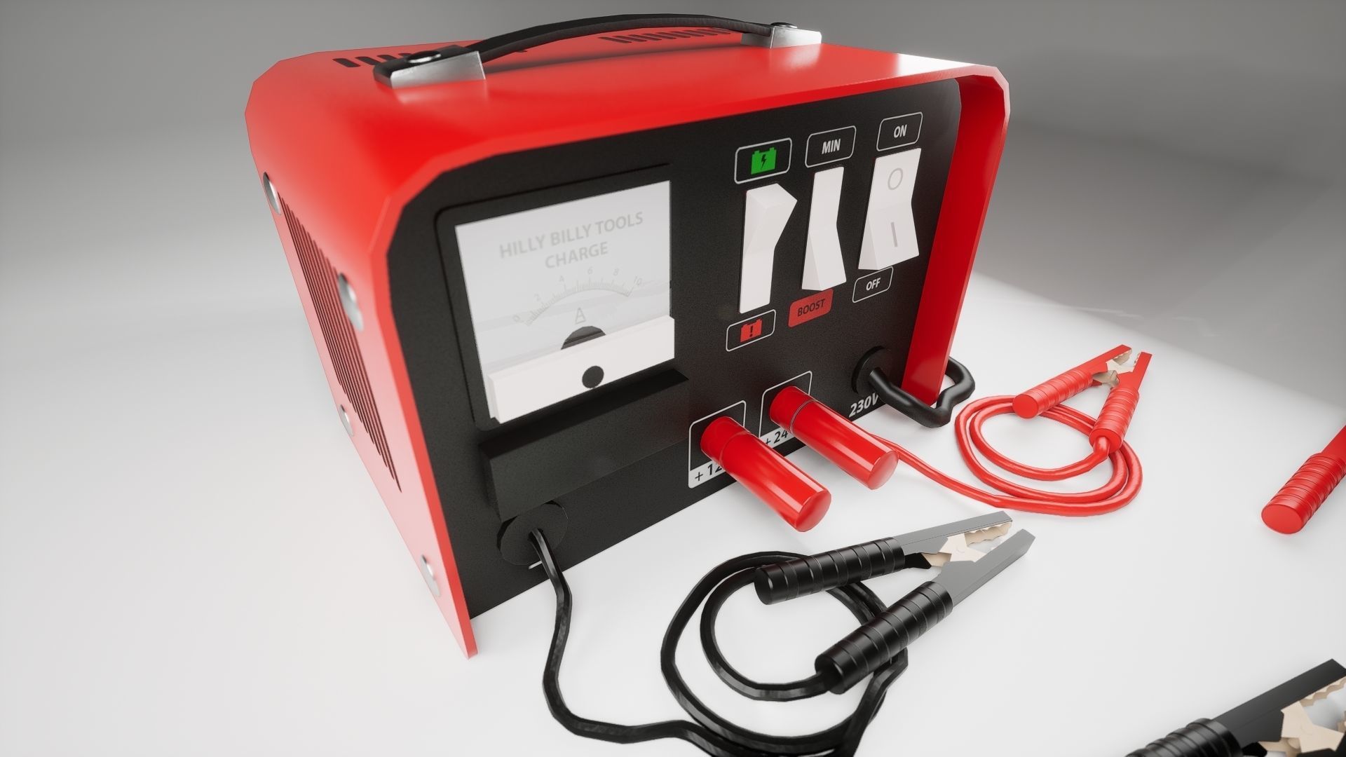 Industry Battery charger for car battery clean version Low-poly 3D model_2