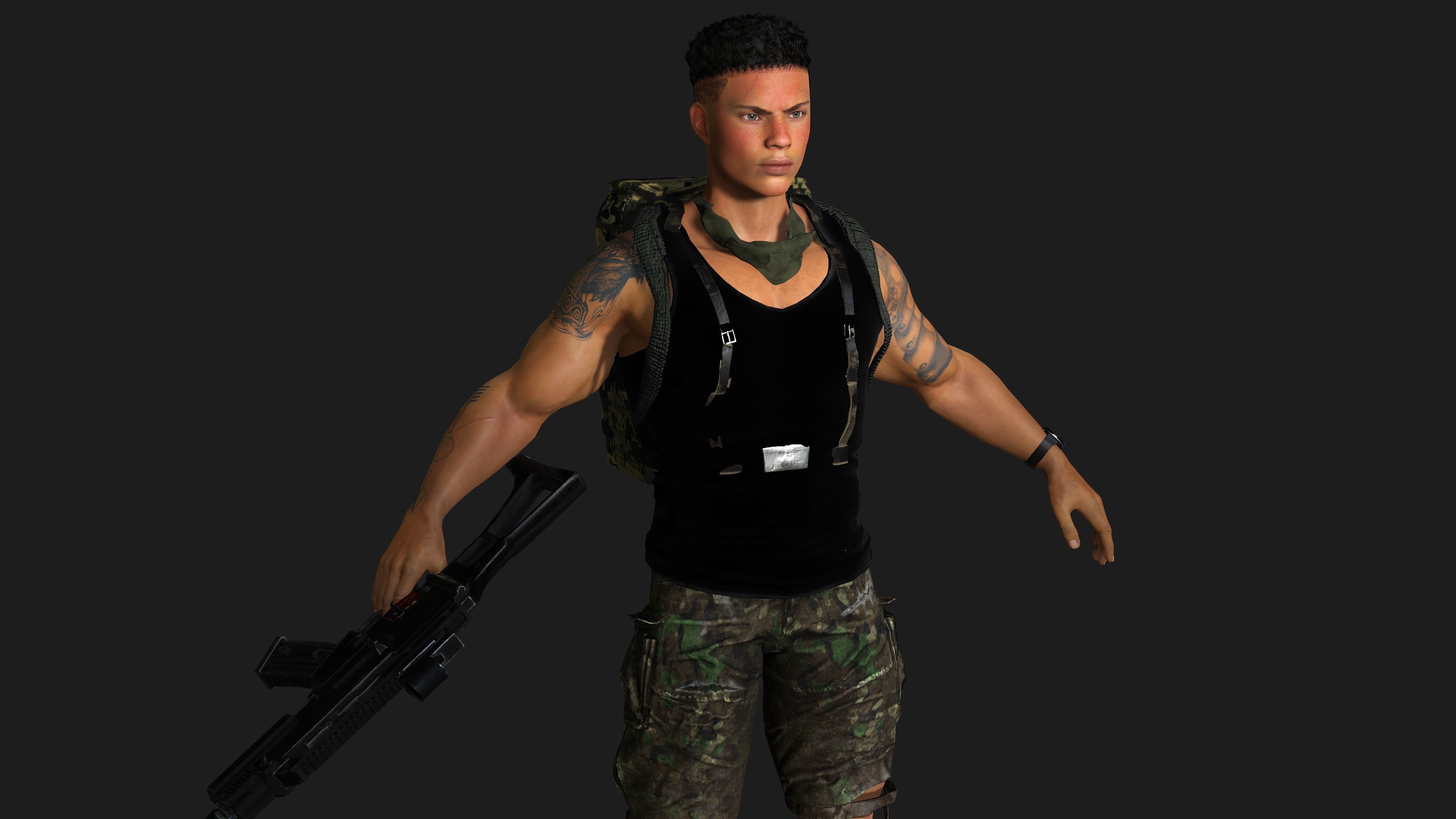 AAA 3D APOCALYPTIC- SURVIVAL- REALISTIC RIG GAME READY CHARACTER Low-poly 3D model_6
