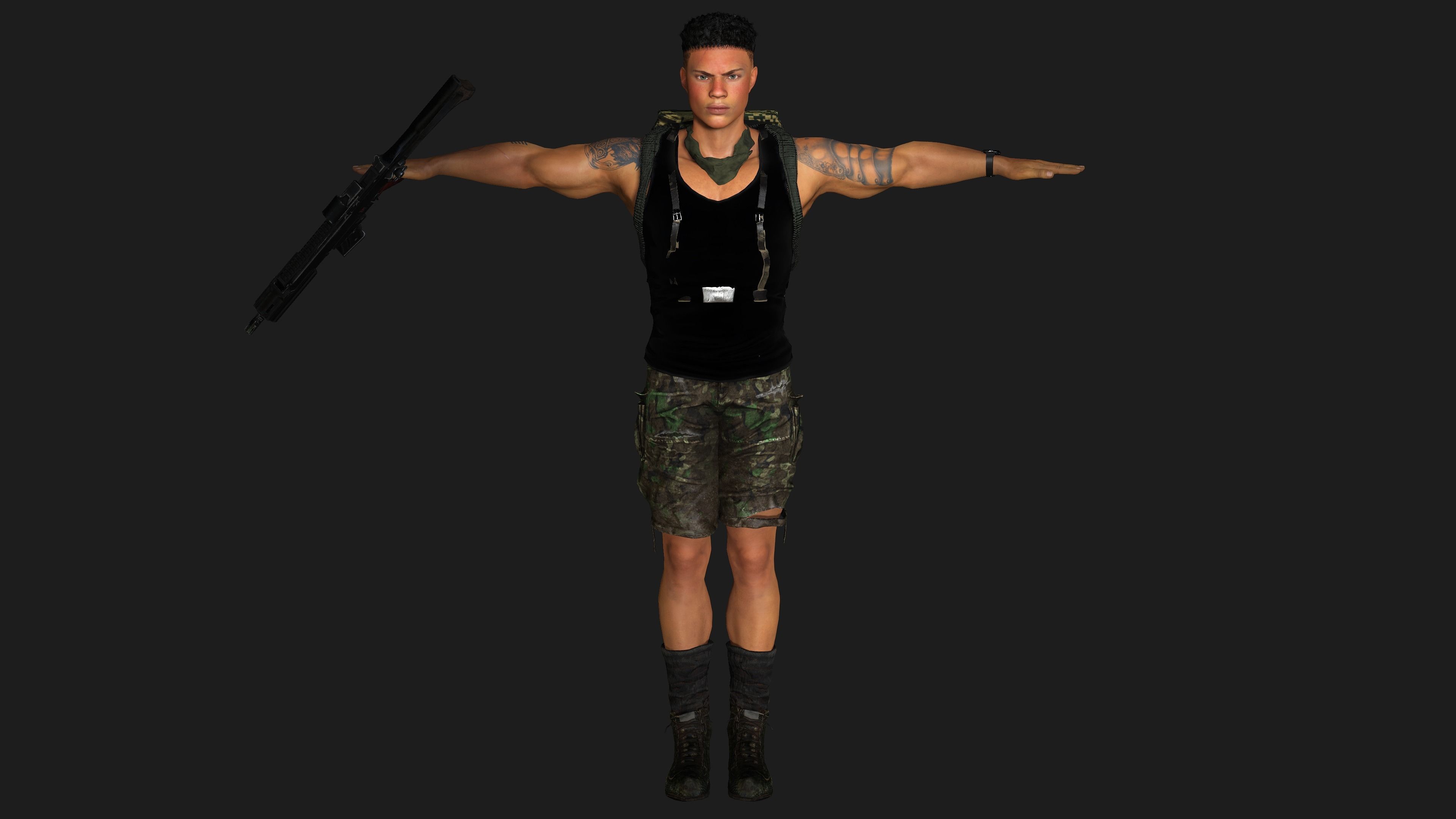 AAA 3D APOCALYPTIC- SURVIVAL- REALISTIC RIG GAME READY CHARACTER Low-poly 3D model_25