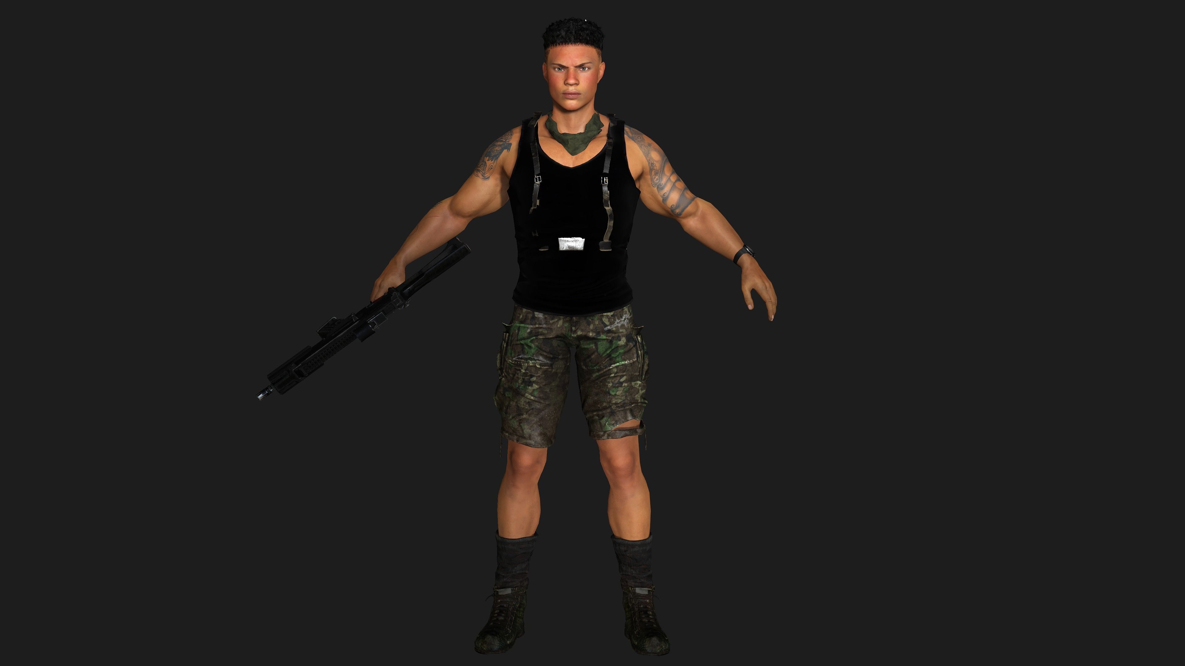 AAA 3D APOCALYPTIC- SURVIVAL- REALISTIC RIG GAME READY CHARACTER Low-poly 3D model_8