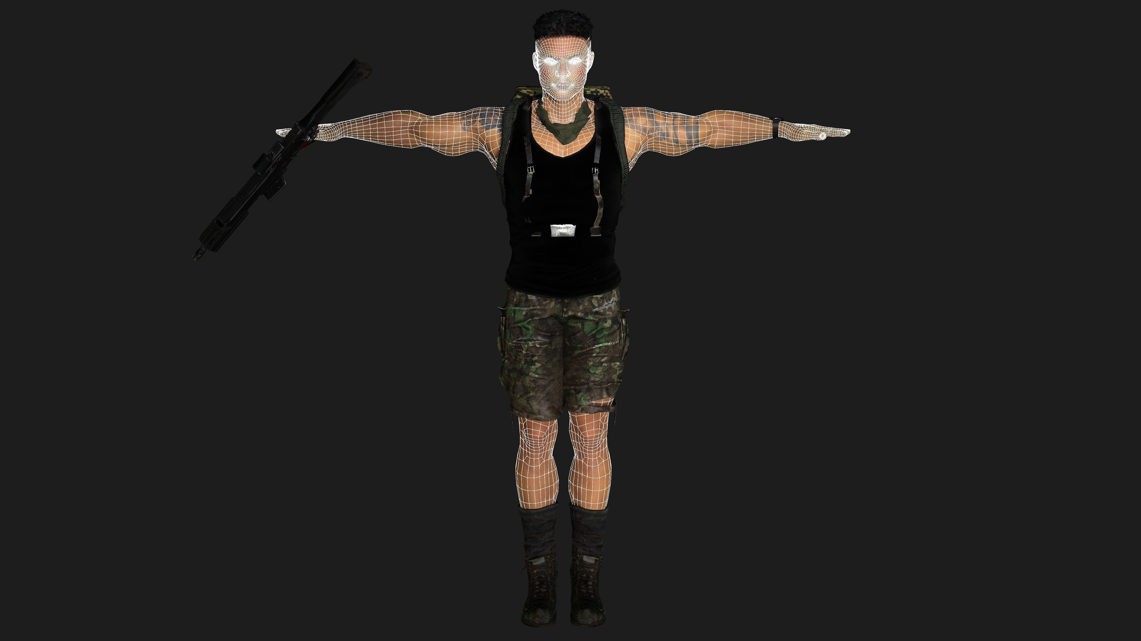 AAA 3D APOCALYPTIC- SURVIVAL- REALISTIC RIG GAME READY CHARACTER Low-poly 3D model_27
