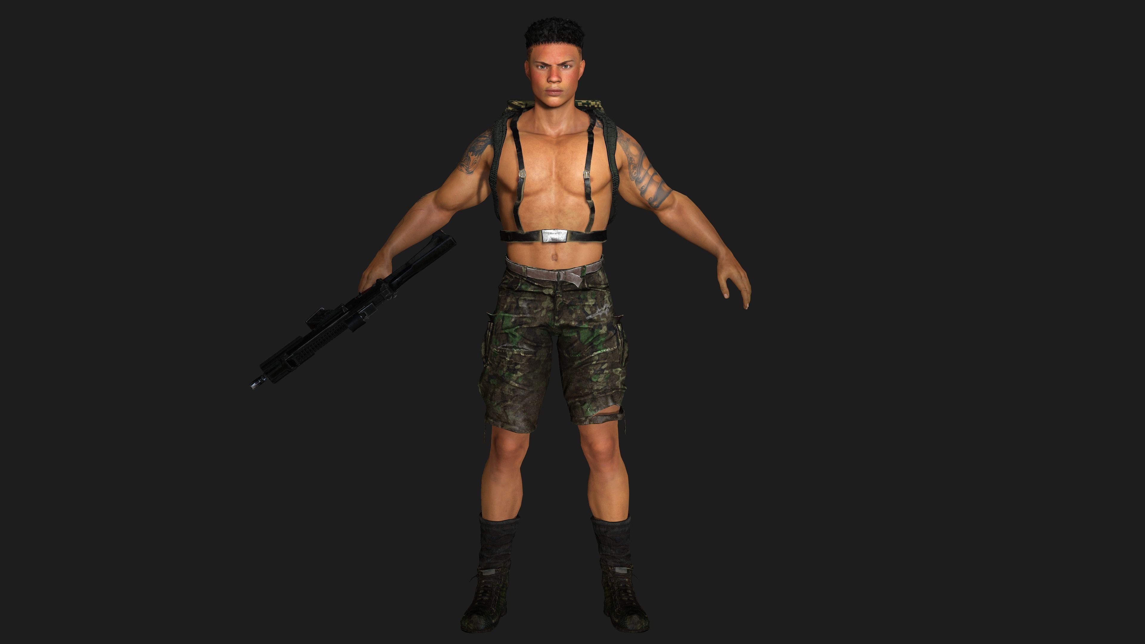 AAA 3D APOCALYPTIC- SURVIVAL- REALISTIC RIG GAME READY CHARACTER Low-poly 3D model_13