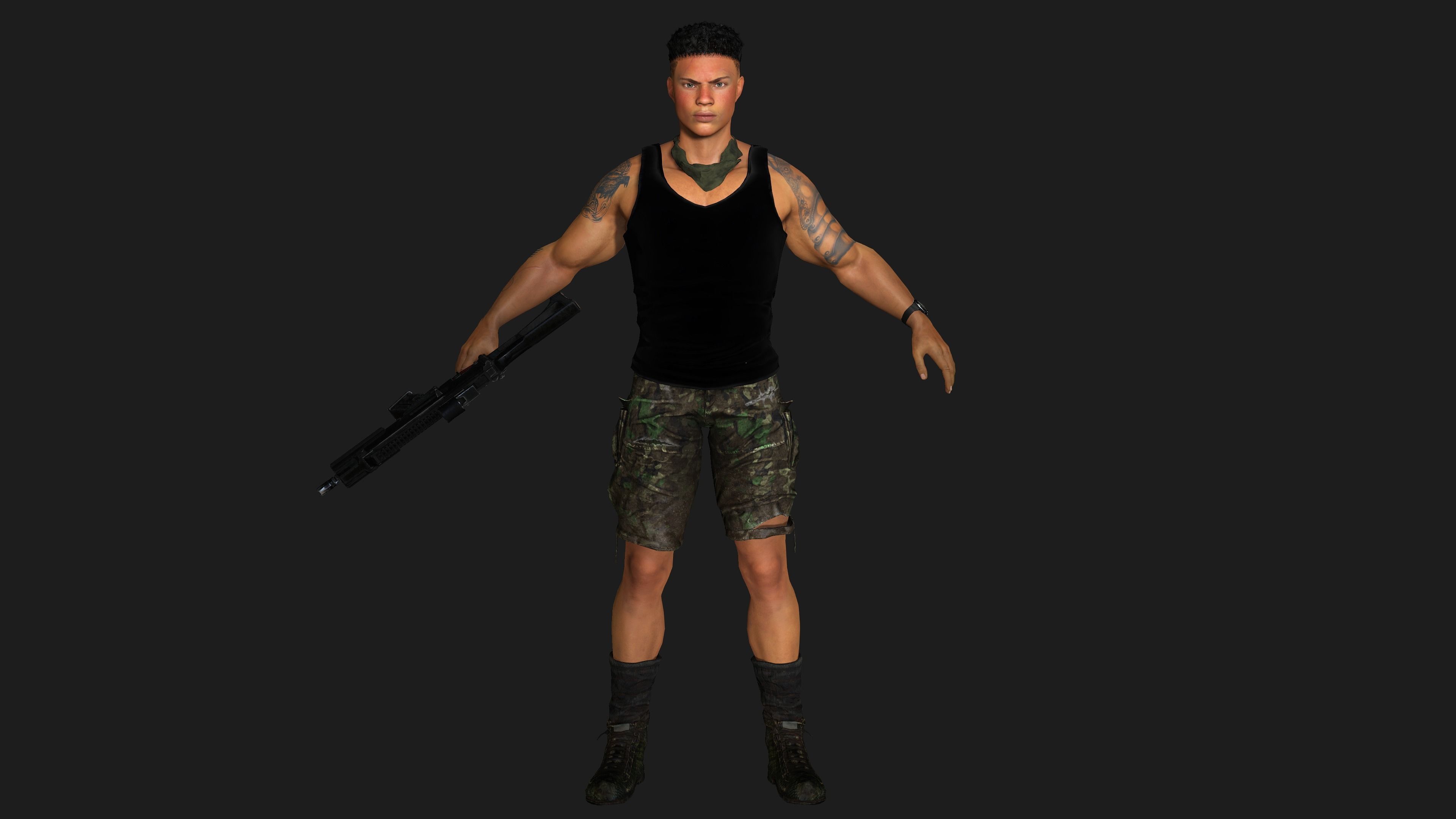 AAA 3D APOCALYPTIC- SURVIVAL- REALISTIC RIG GAME READY CHARACTER Low-poly 3D model_10