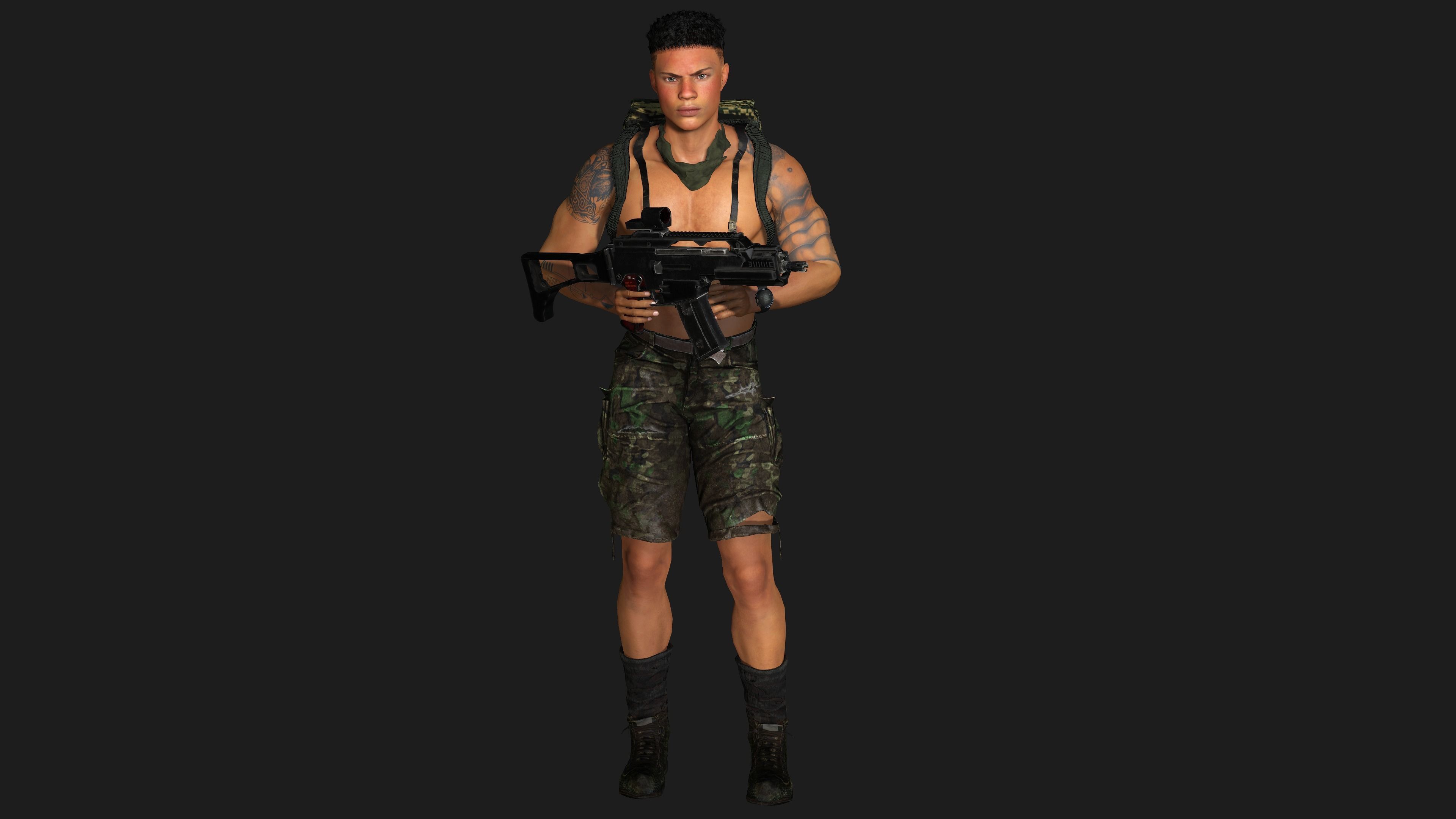 AAA 3D APOCALYPTIC- SURVIVAL- REALISTIC RIG GAME READY CHARACTER Low-poly 3D model_24
