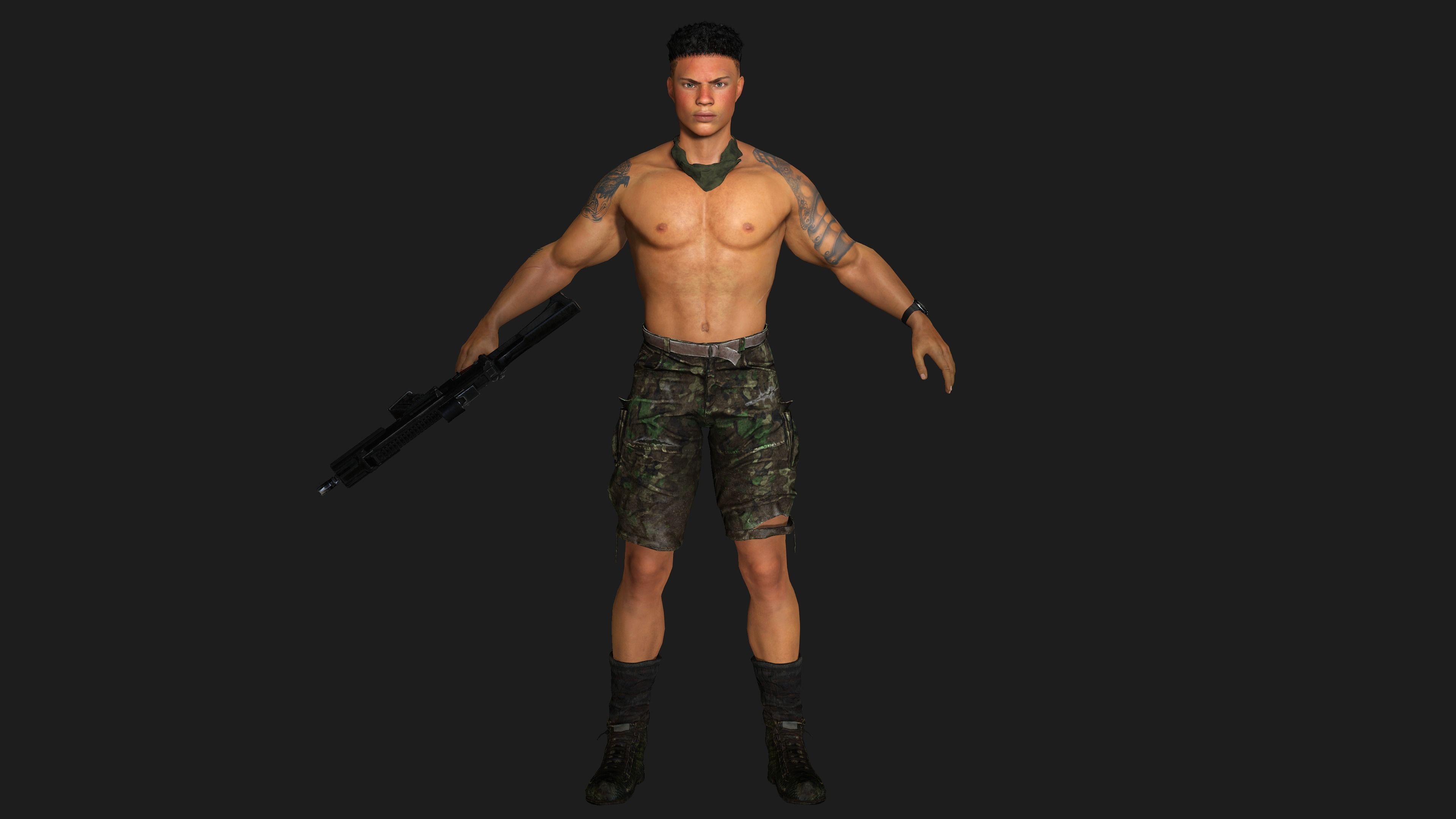 AAA 3D APOCALYPTIC- SURVIVAL- REALISTIC RIG GAME READY CHARACTER Low-poly 3D model_11