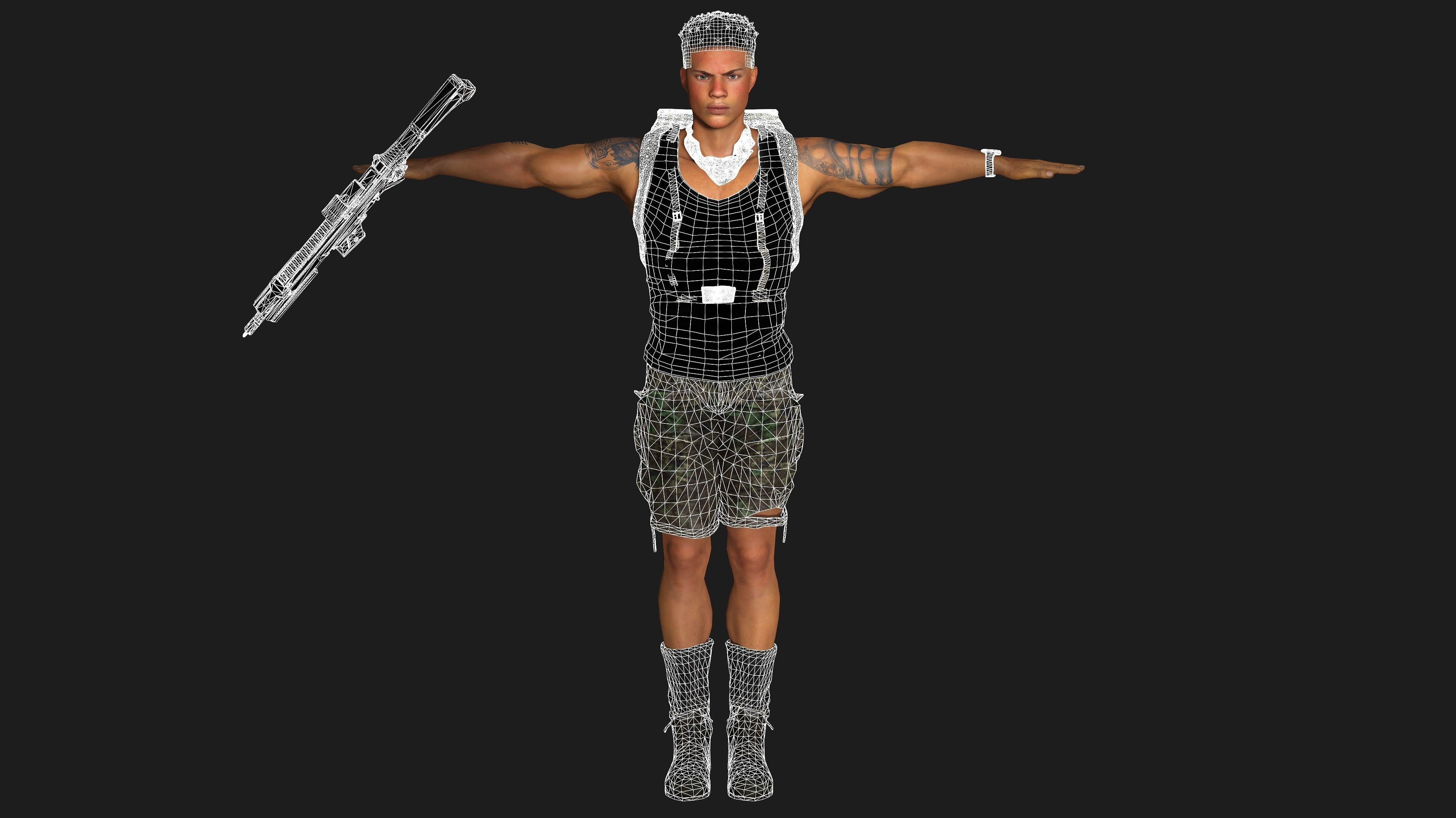 AAA 3D APOCALYPTIC- SURVIVAL- REALISTIC RIG GAME READY CHARACTER Low-poly 3D model_26